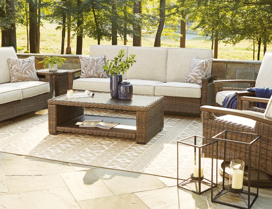 Outdoor furniture in a real room