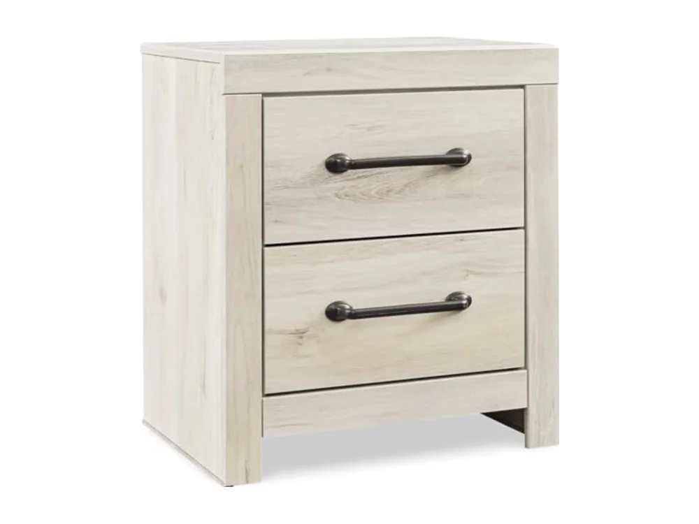 2 Drawer White Nightstand with Charging Station
