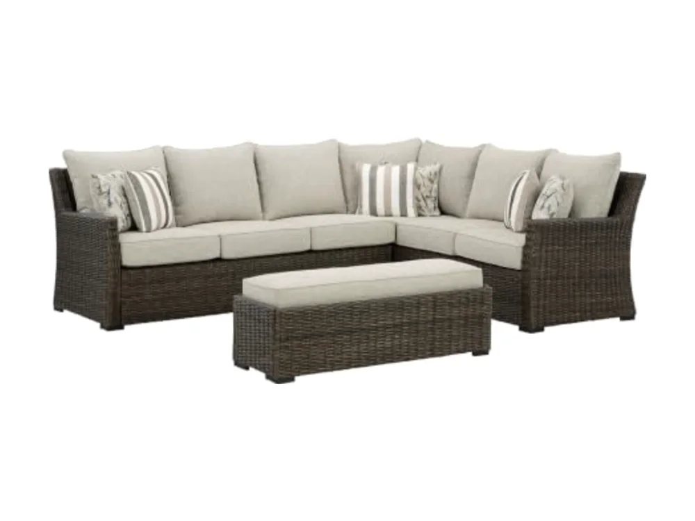 3-Piece Patio Sectional with Bench