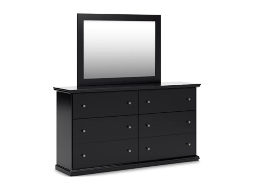 6-Drawer Black Dresser with Mirror for Bedroom