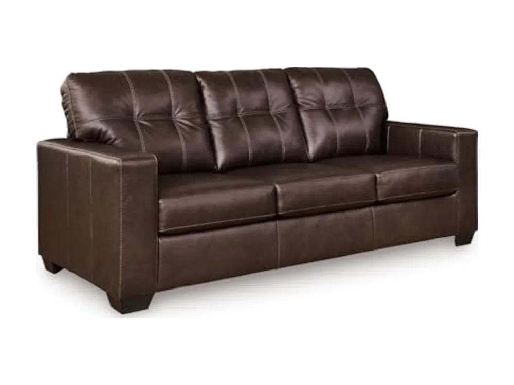 85-in Dark Brown Leather and Faux Leather Sofa