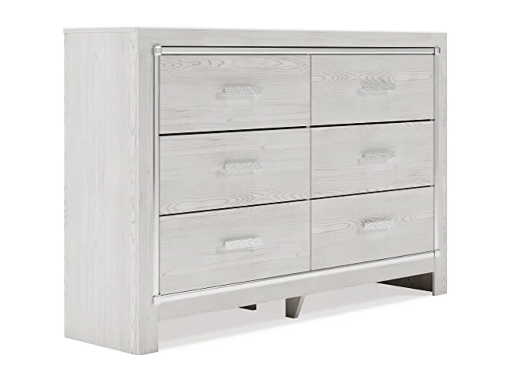 Altyra Modern Glam 6-Drawer White Dresser