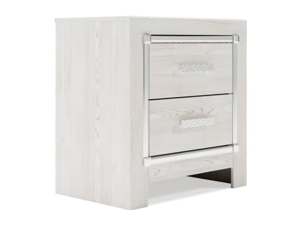 Altyra White Nightstand with Charging Station