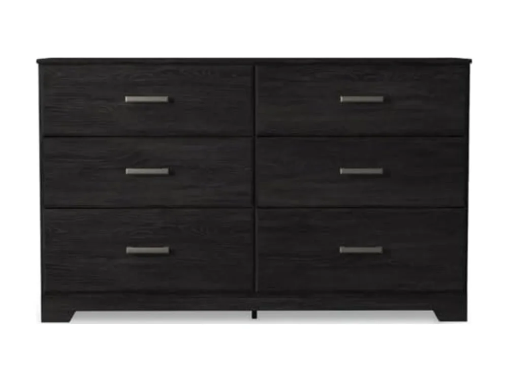 Belachime 6 Drawer Black Wood Bedroom Dresser