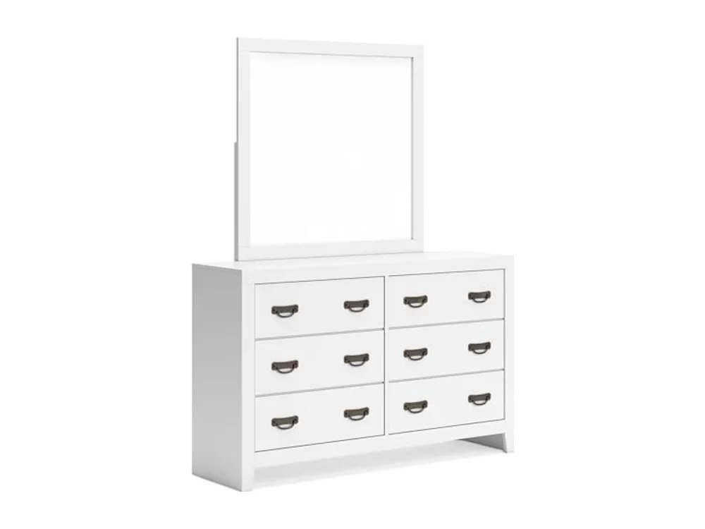 Binterglen White 6-Drawer Dresser with Mirror