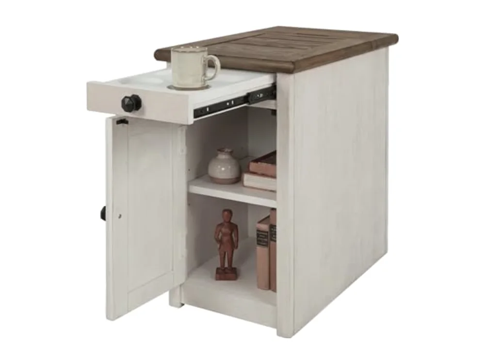 Bolanburg Farmhouse Chair Side End Table with Outlets and USB
