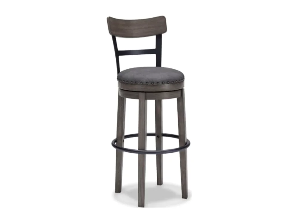 Caitbrook Casual Farmhouse Tall Upholstered Swivel Barstool