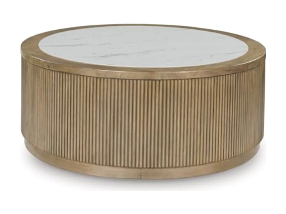 Camdill Round Coffee Table 42 Inch with Wheels