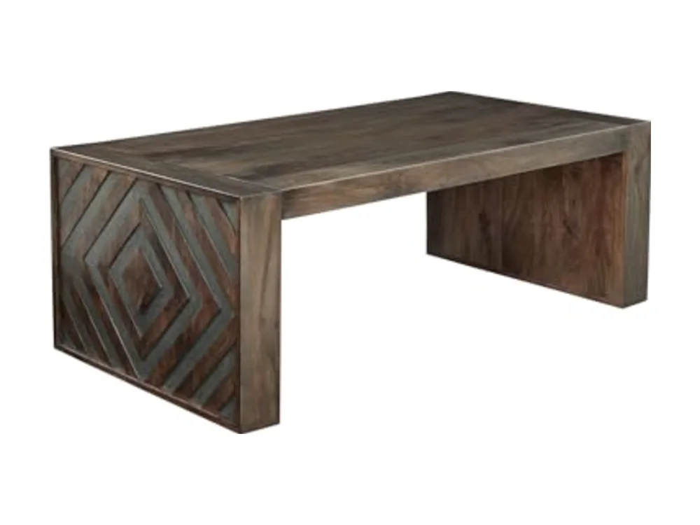 Dreggan Casual Coffee Table with Carved Diamond Pattern