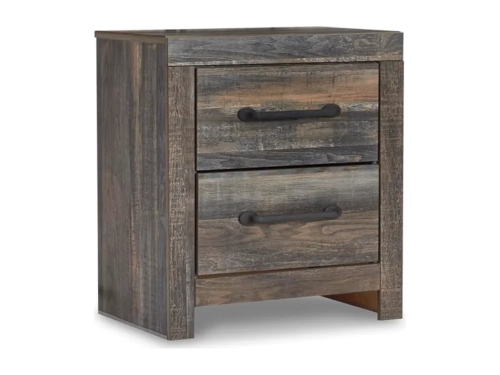 Drystan Rustic Industrial 2 Drawer Nightstand with 2