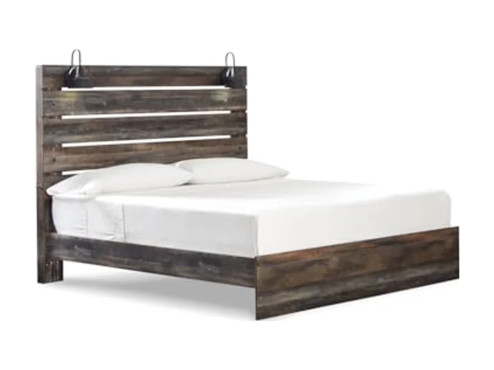 Drystan Rustic King Size Bed Frame with LED