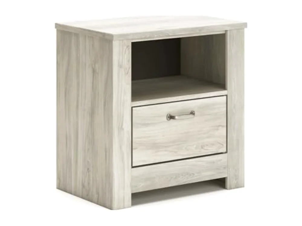 Farmhouse Nightstand Whitewash Bedside Table