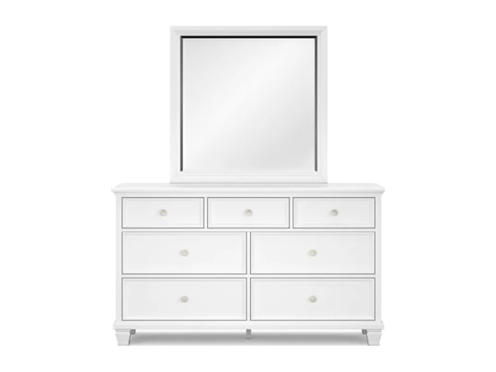 Fortman 7 Drawer White Dresser and Mirror Set