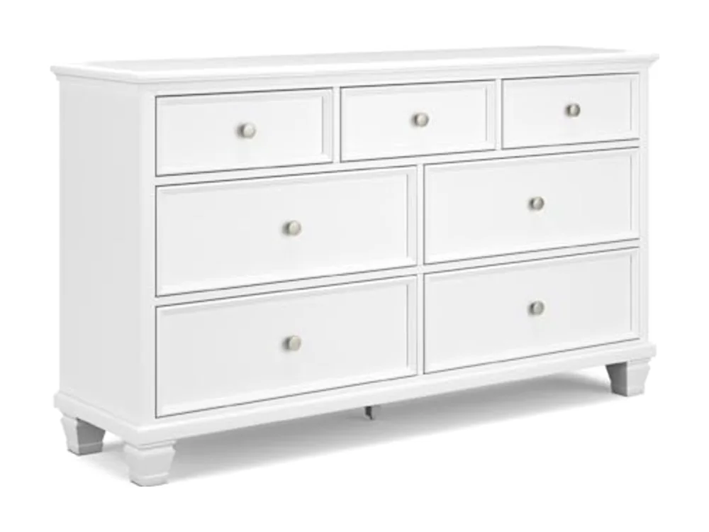 Fortman White 7-Drawer Wide Dresser for Bedroom
