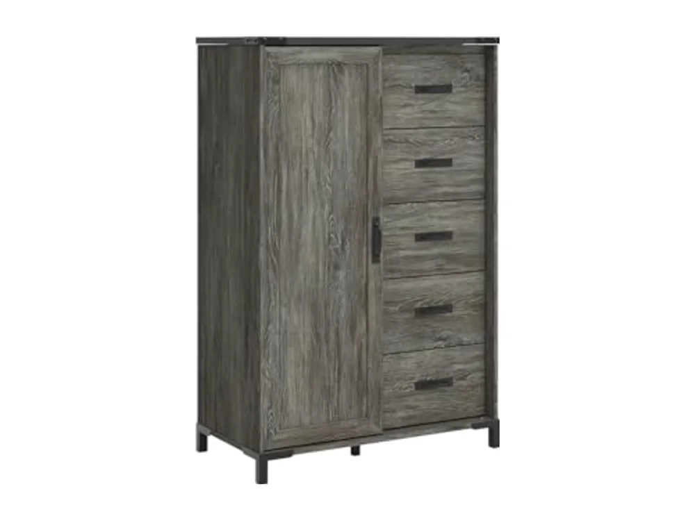 Frandern Vintage 5-Drawer Dressing Chest with Shelves Behind