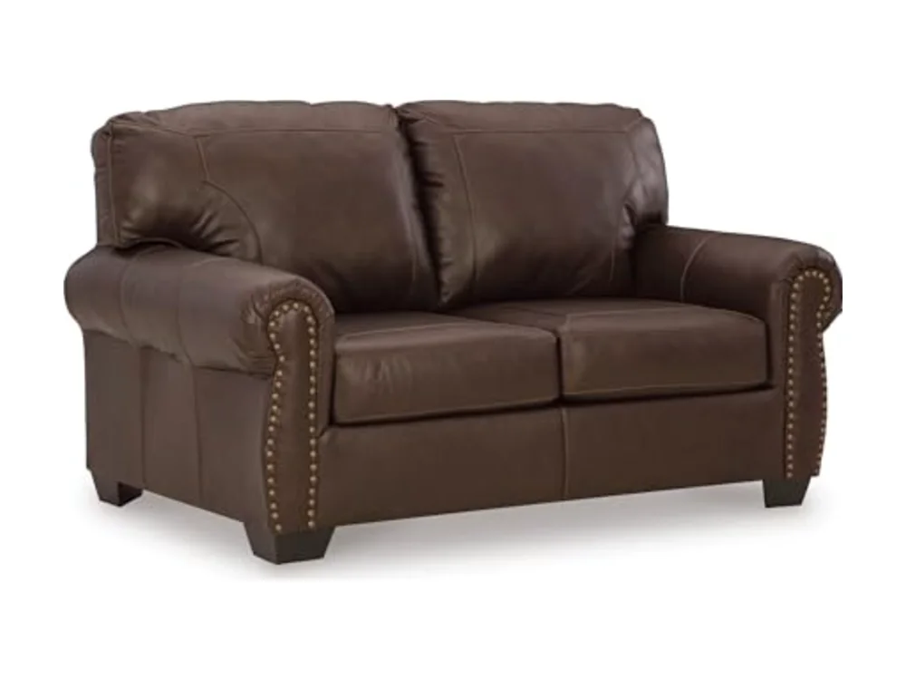 Furniture Brown Leather Loveseat Sofa