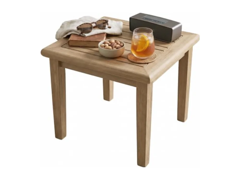 Gerianne Outdoor Square End Table with Slatting Styling