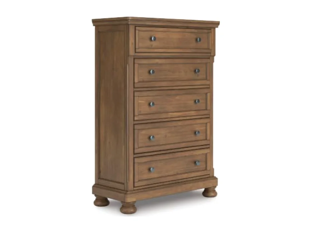 Glarrison Wood 5 Drawer Tall Chest of Drawers
