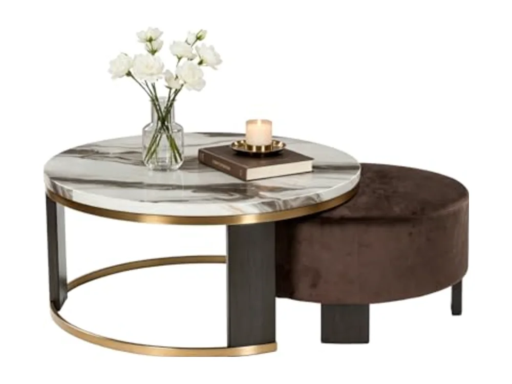 Jazmore Contemporary Faux Marble Nesting Coffee Table