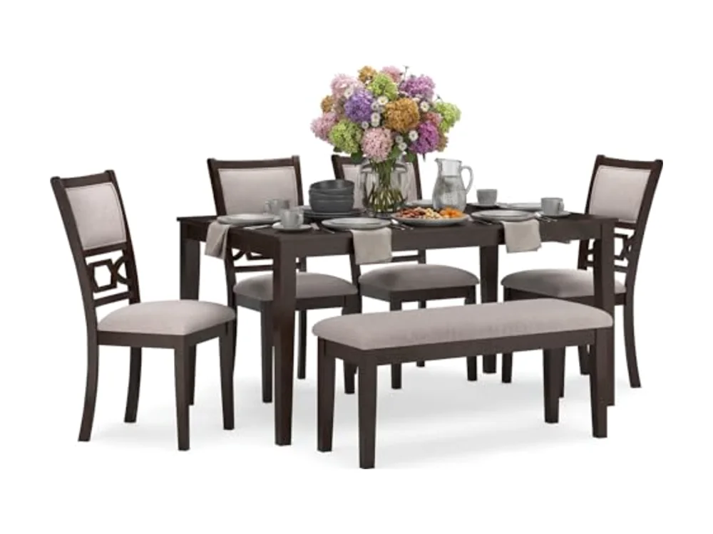 Langwest 6-Piece Dining Table Set with Bench
