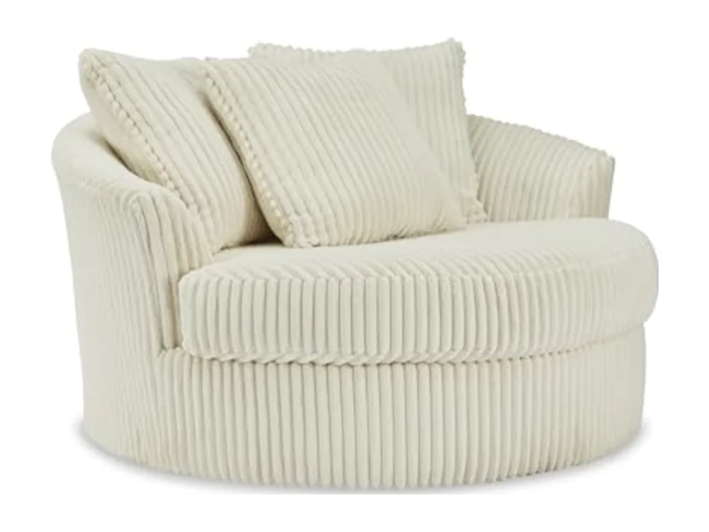 Lindyn White Oversized Swivel Accent Chair