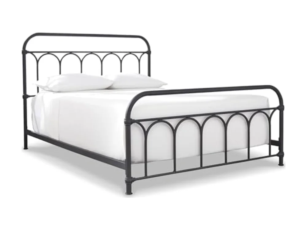 Nashburg Farmhouse Industrial Queen Metal Bed