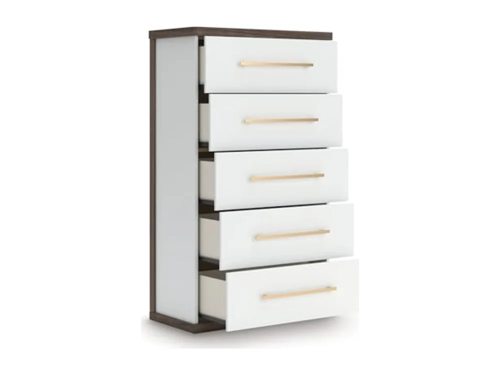 Nendalane Contemporary 5-Drawer Chest with Walnut Finish