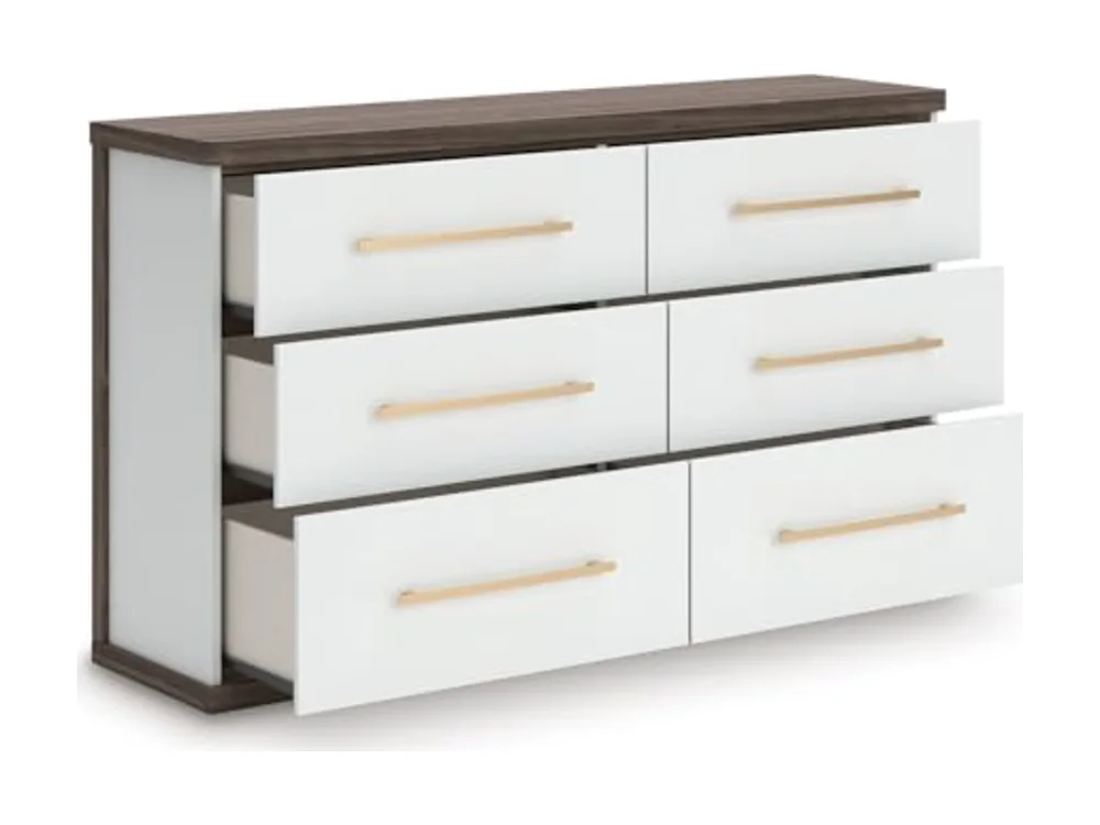 Nendalane Contemporary 6-Drawer Dresser with Walnut Finish