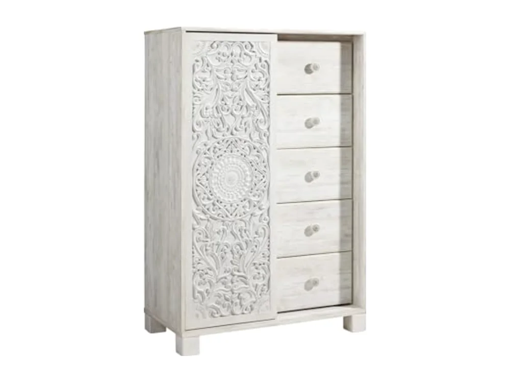 Paxberry Boho 5 Drawer Dressing Chest with Slider Door & 3