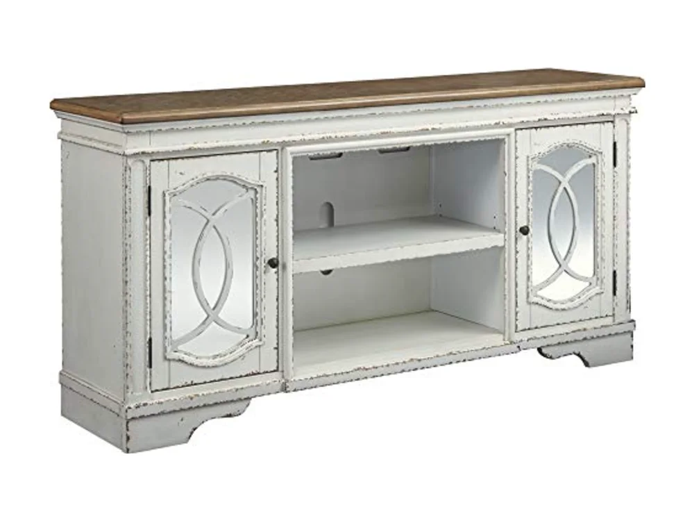 Realyn Farmhouse TV Stand with Fireplace Option Fits TVs up