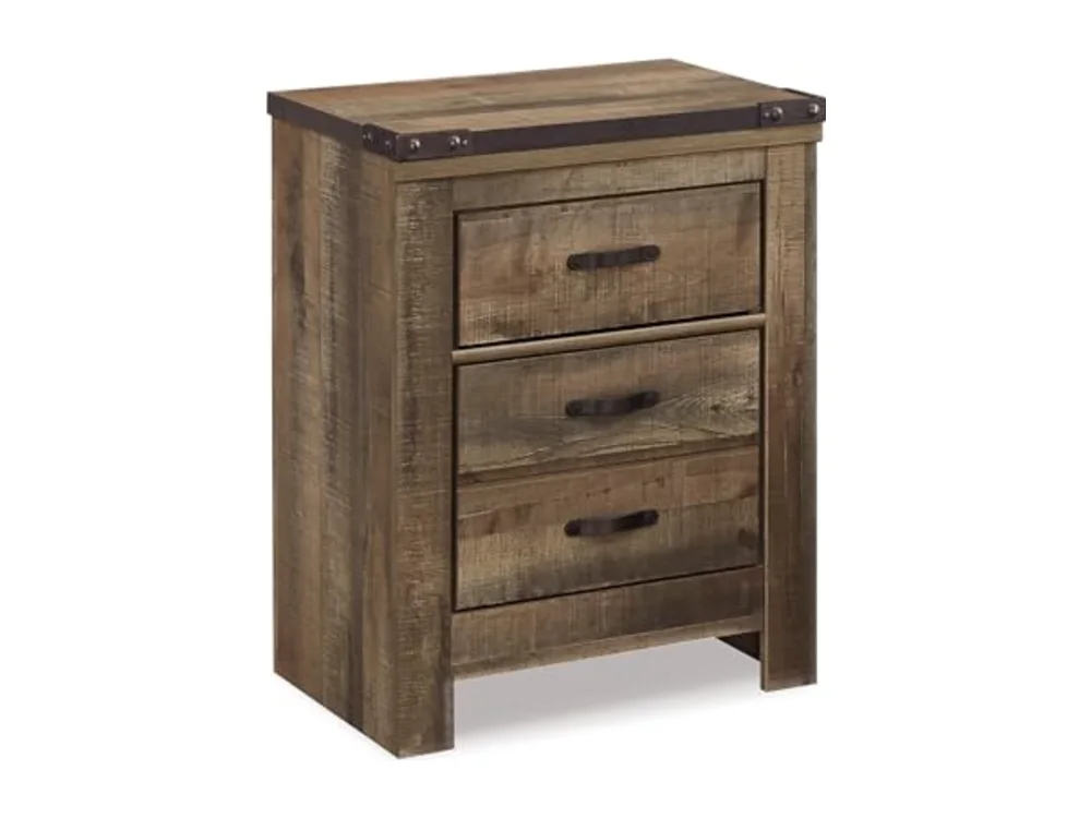 Trinell Rustic 2 Drawer Nightstand with USB Charging Stations