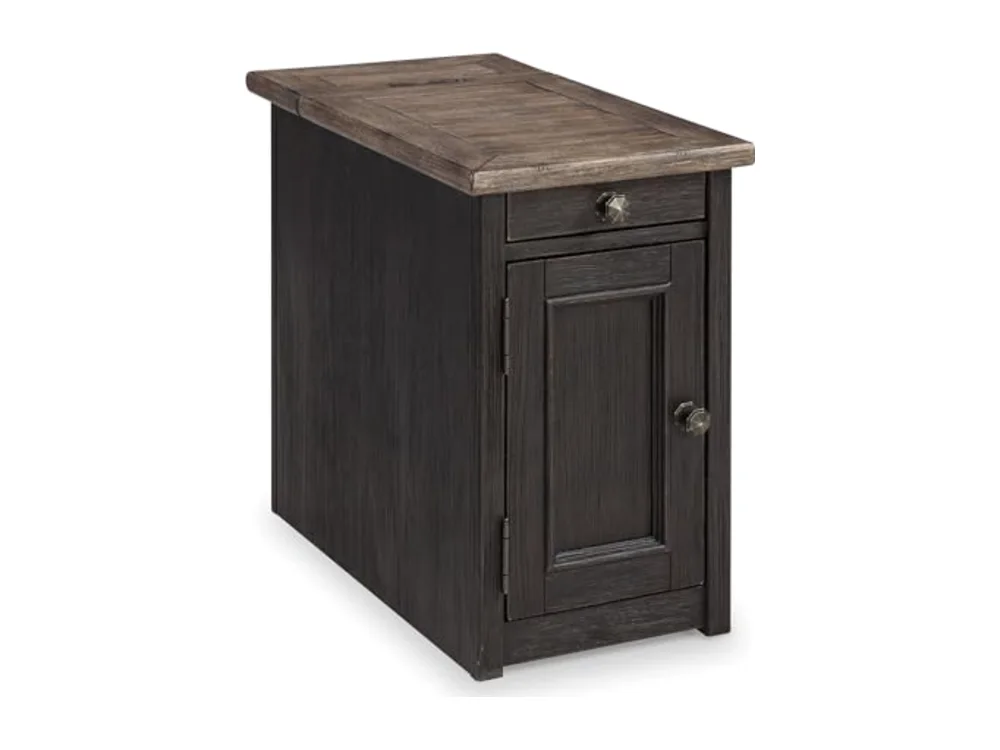 Tyler Creek Rustic Chair Side End Table with Pull-Out Tray &