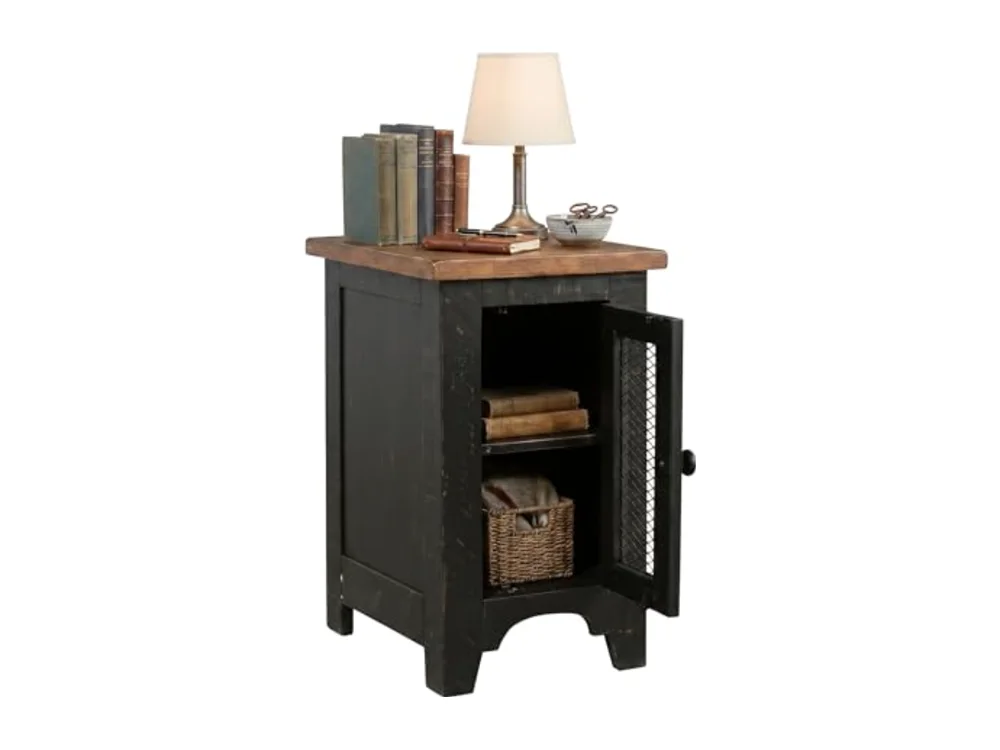 Valebeck Rustic Farmhouse Chair Side End Table with Cabinet