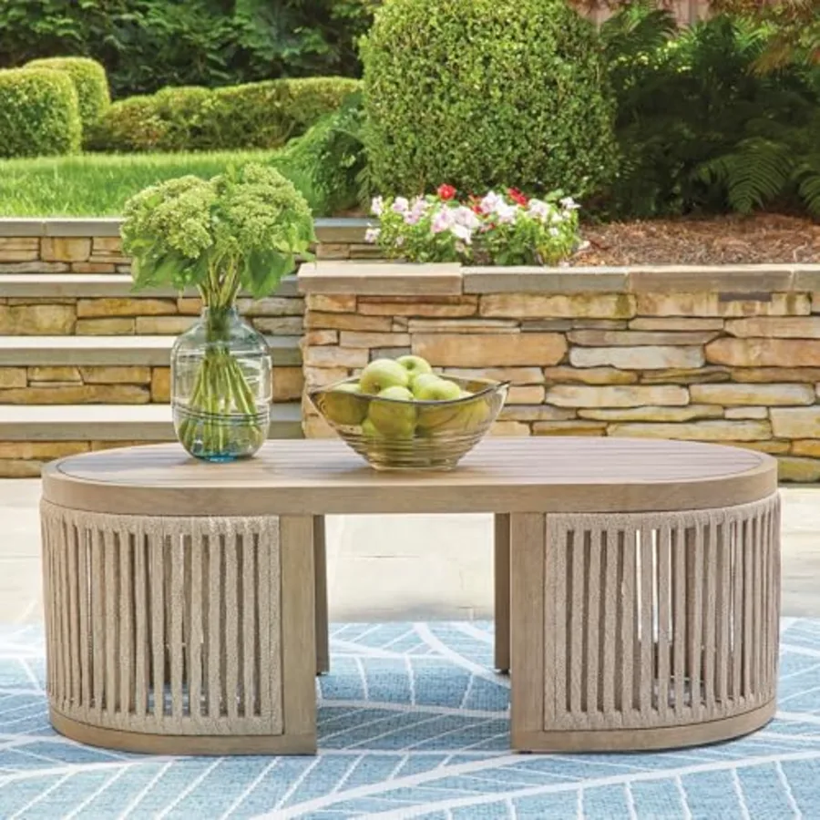 1-Piece Outdoor Wood Coffee Table view 2