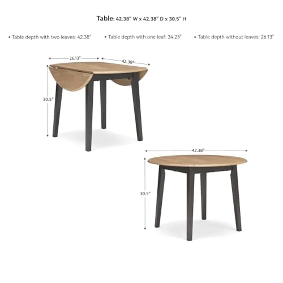 1-Piece Round Drop Leaf Dining Table view 3