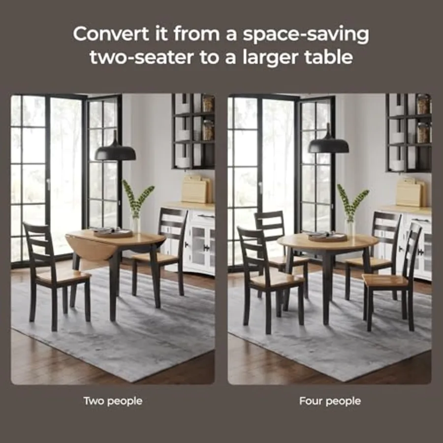 1-Piece Round Drop Leaf Dining Table view 5