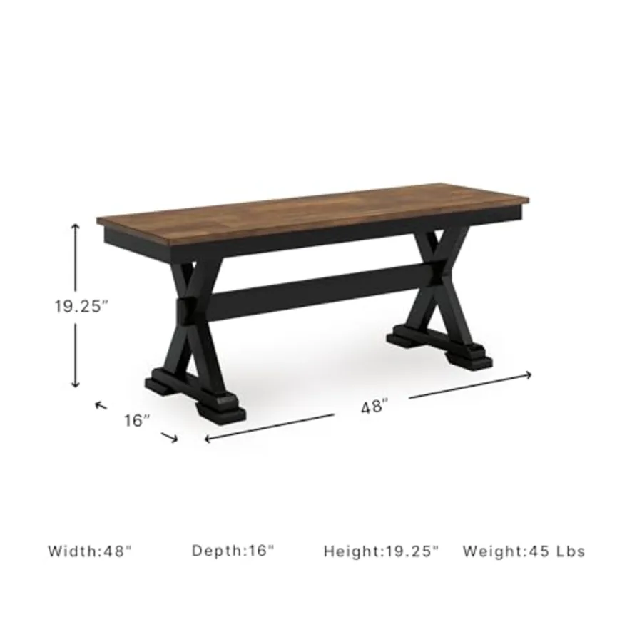 1-Piece Wood Dining Bench view 3