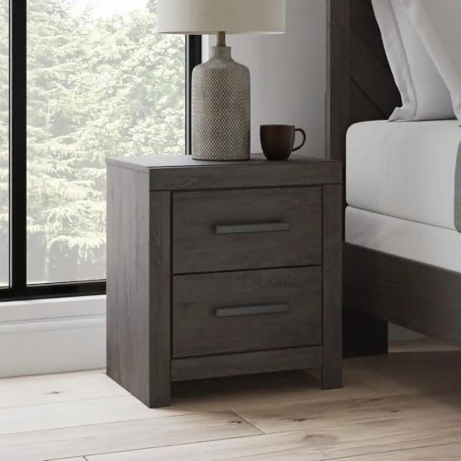 2 Drawer Grey Nightstand view 2