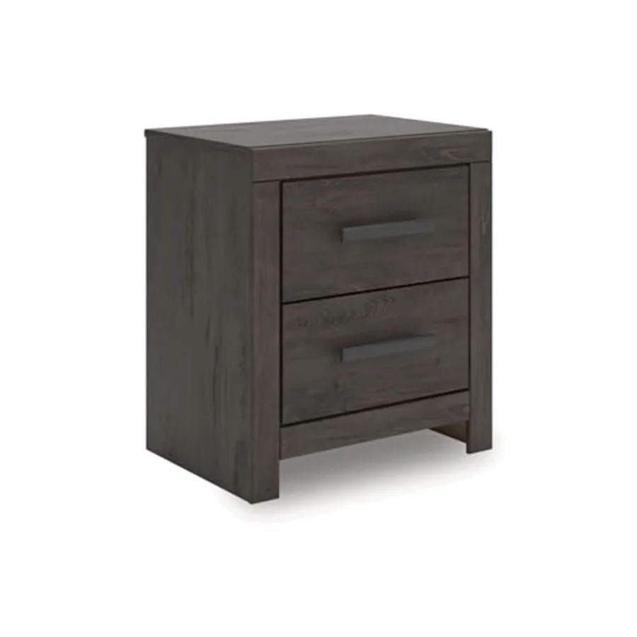 2 Drawer Grey Nightstand