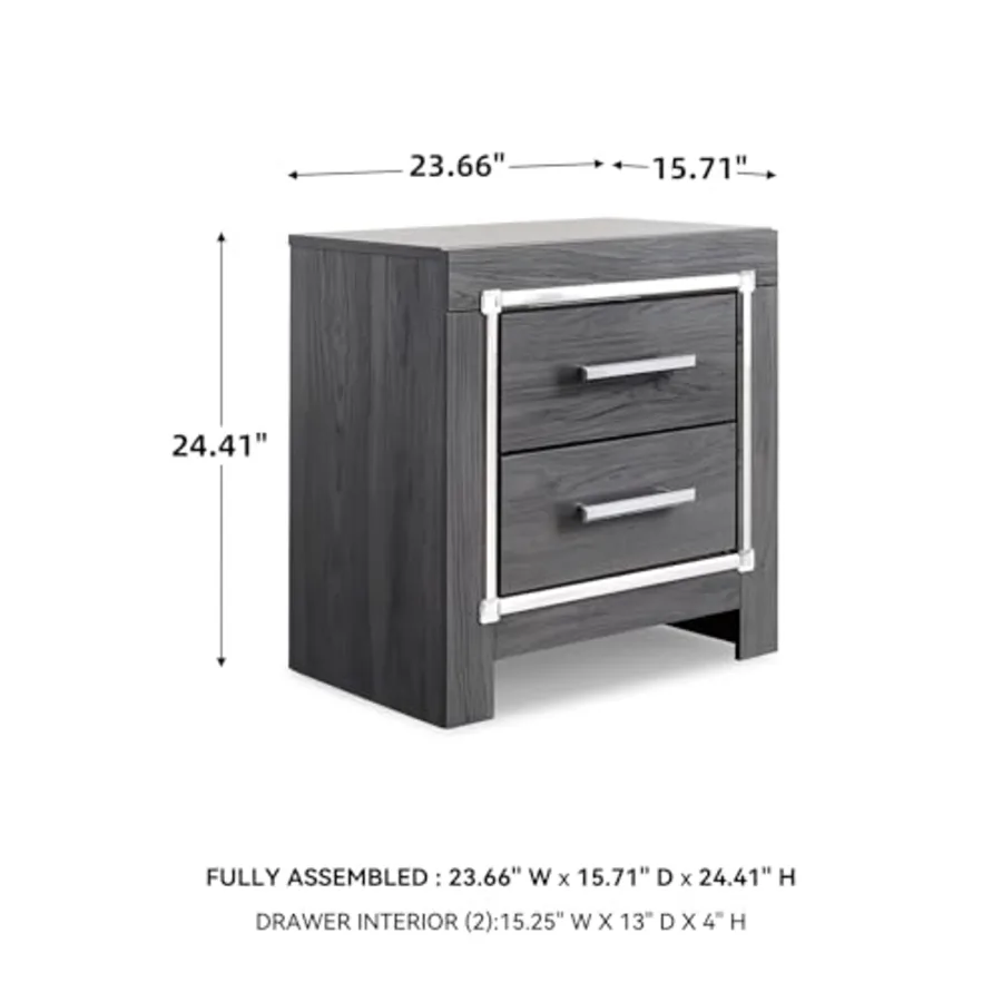 2 Drawer Nightstand with Charging Station view 3