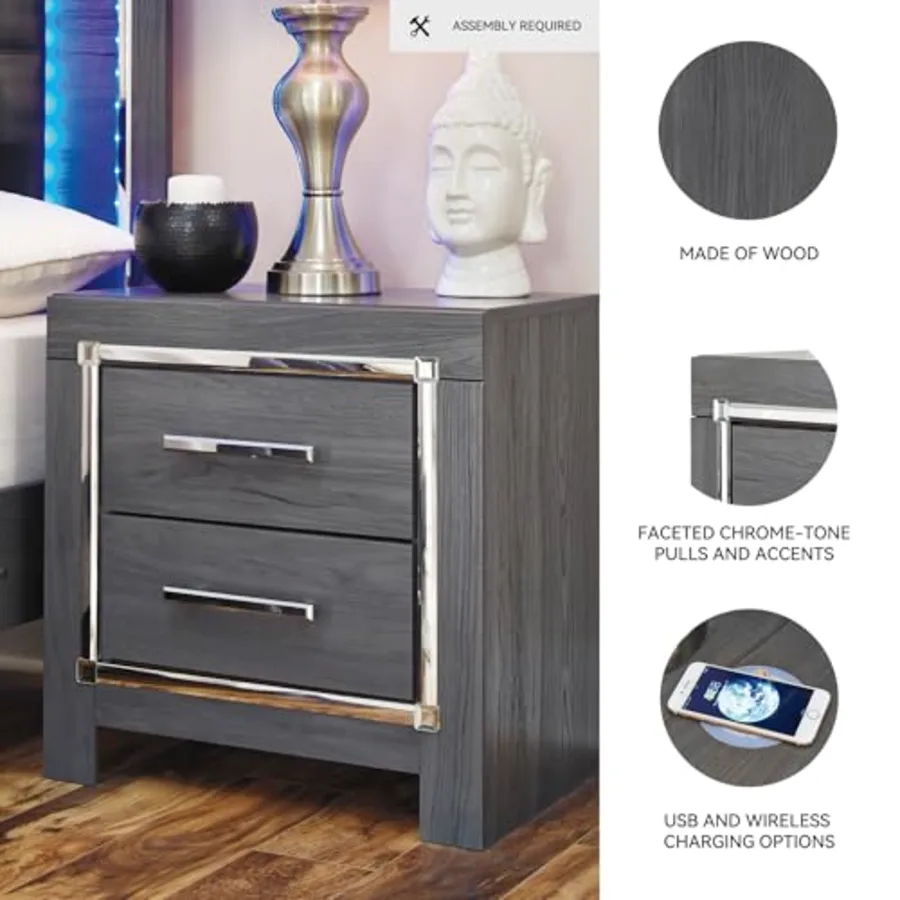 2 Drawer Nightstand with Charging Station view 4