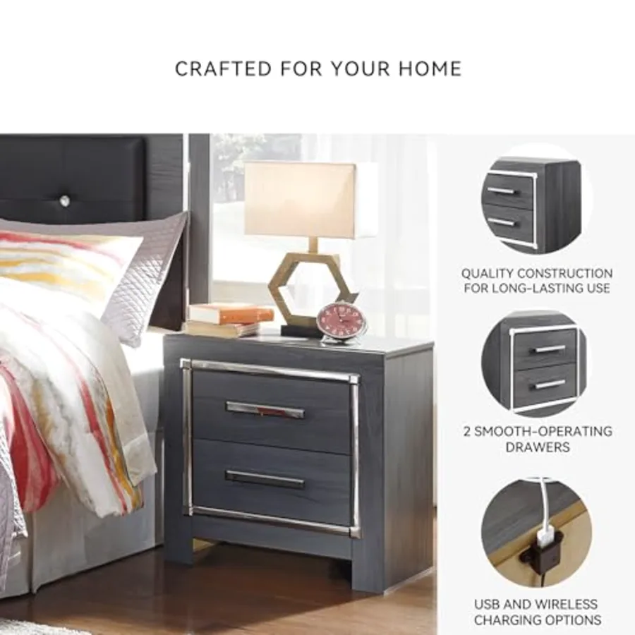 2 Drawer Nightstand with Charging Station view 5