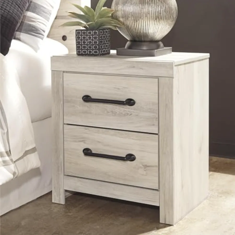 2 Drawer White Nightstand with Charging Station view 2