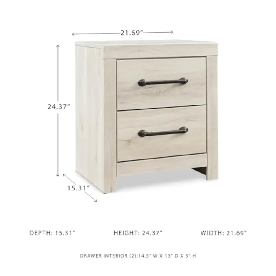 2 Drawer White Nightstand with Charging Station view 3