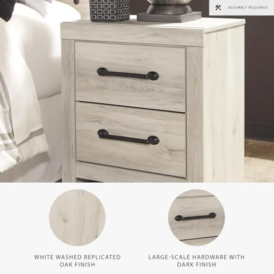 2 Drawer White Nightstand with Charging Station view 4