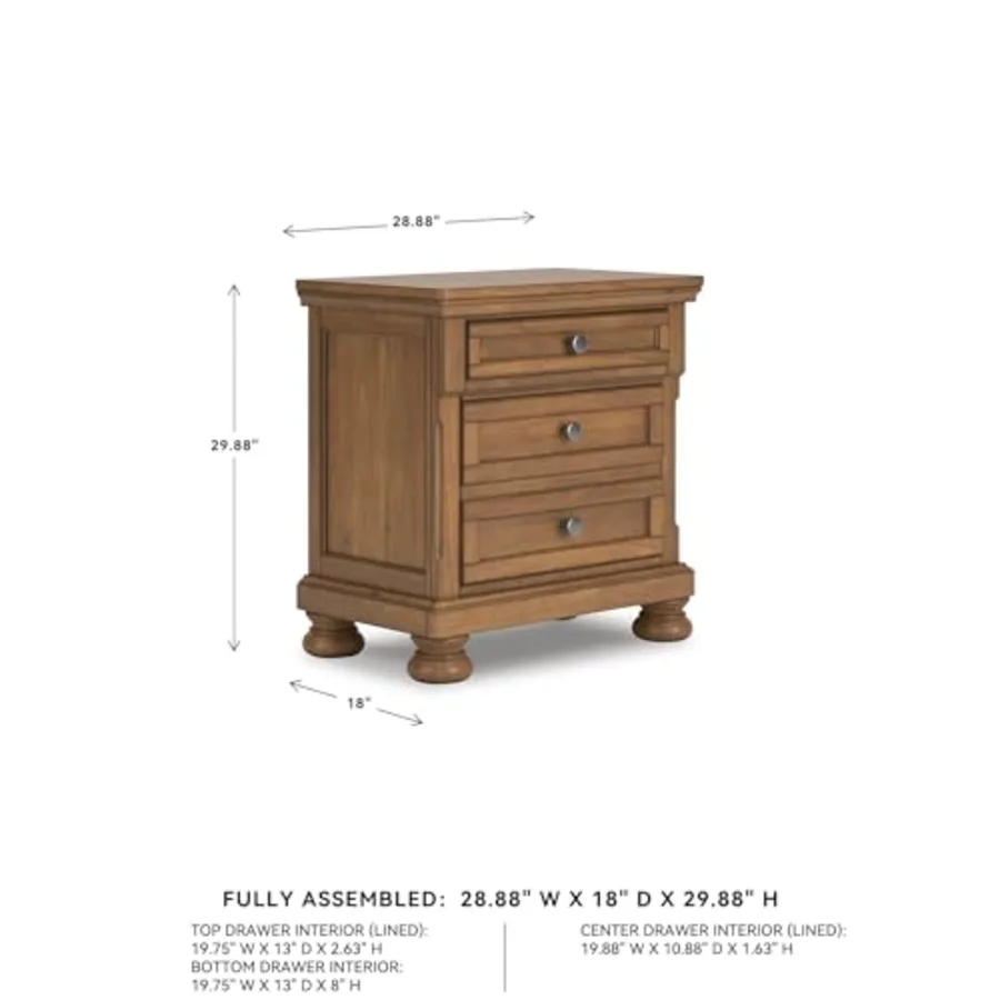 2-Drawer Wood Nightstand view 3