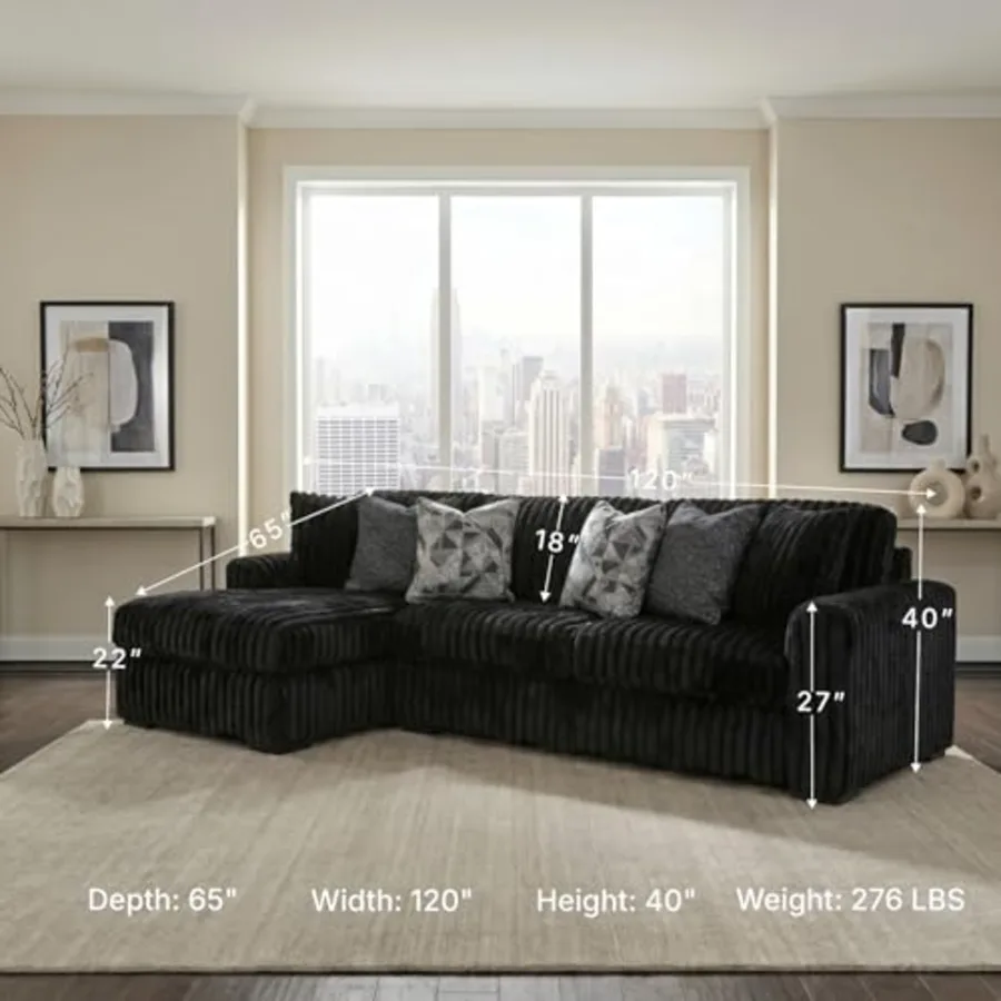 2-Piece L-Shaped Sectional Couch Sofa view 3