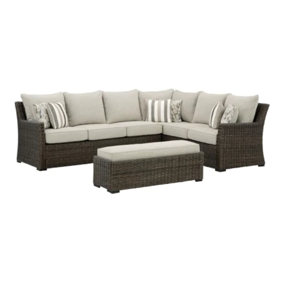 3-Piece Patio Sectional with Bench