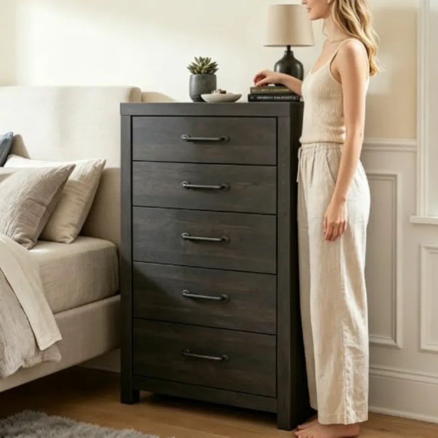5 Drawer Tall Bedroom Chest view 2