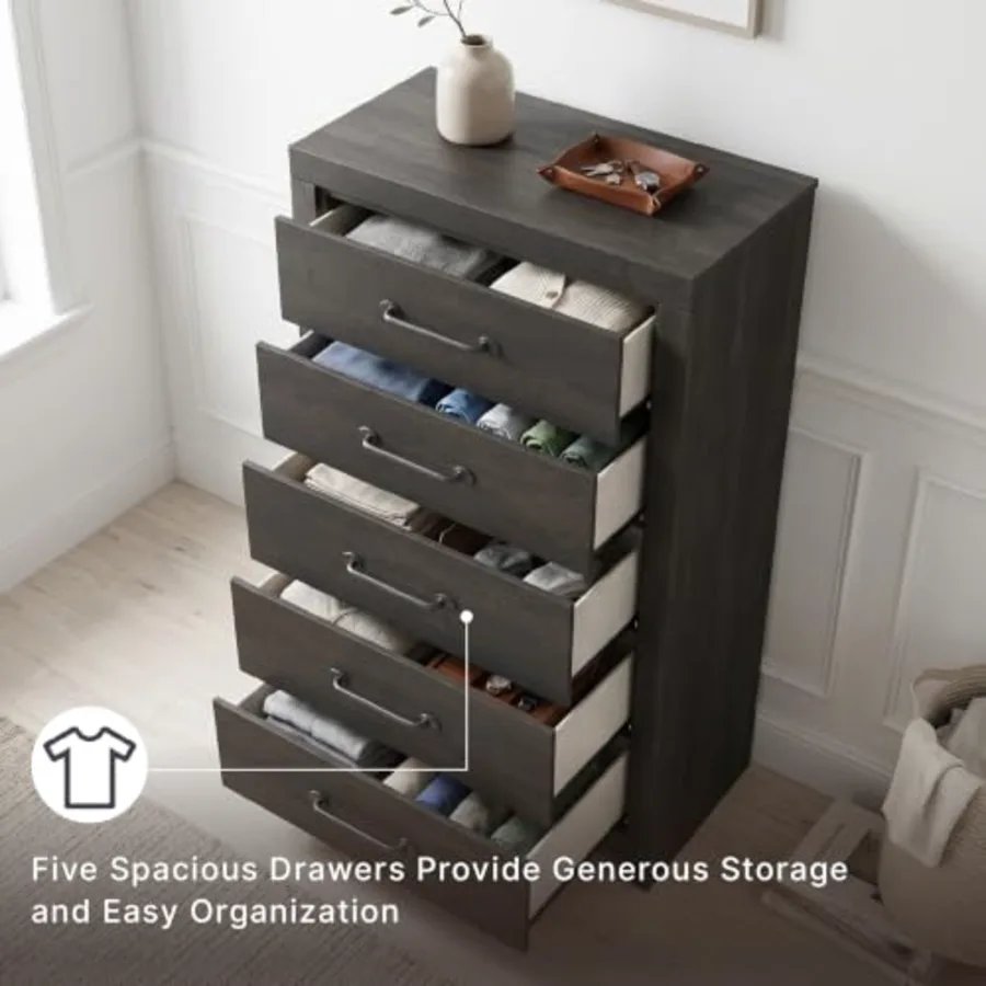 5 Drawer Tall Bedroom Chest view 4